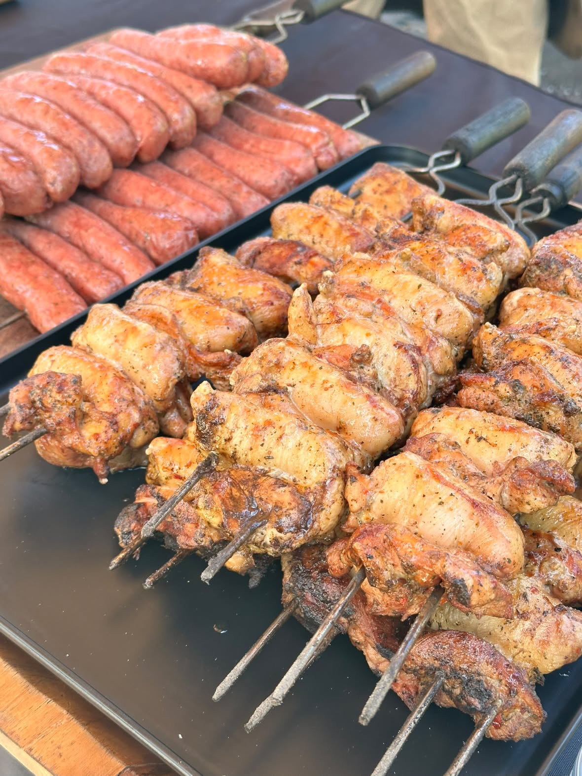 Barbecue skewers on the grill